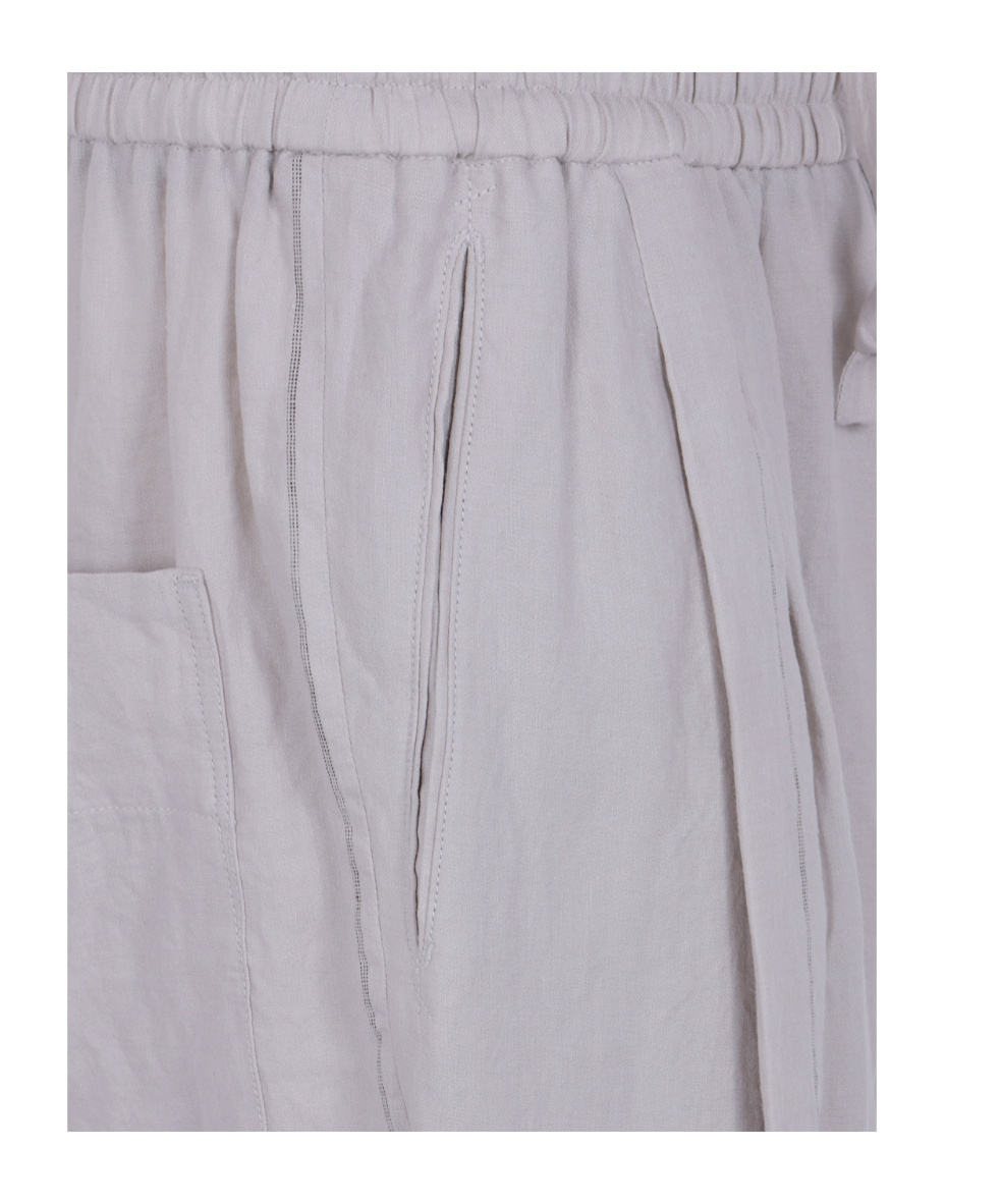 Ziggy Chen Thin Stripe Drawstring Trousers In Gray