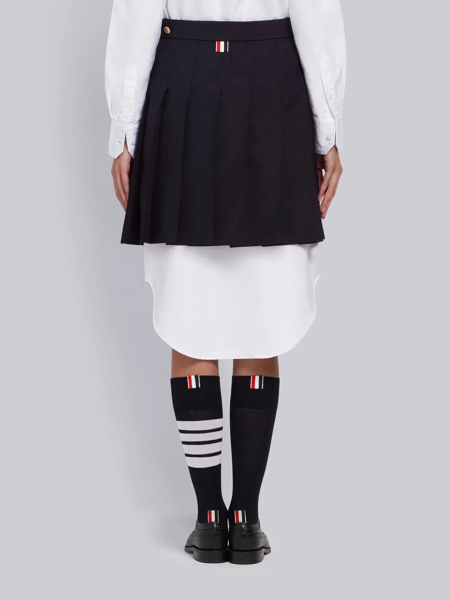 Thom Browne Graphite Wool Mini Skirt For Women In Black