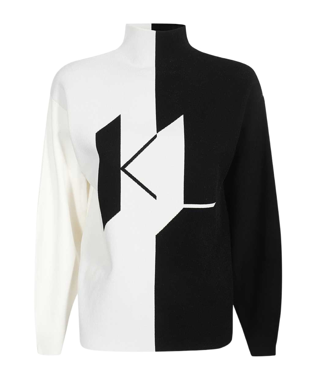 KARL LAGERFELD CONTRAST-COLOR TURTLENECK SWEATER