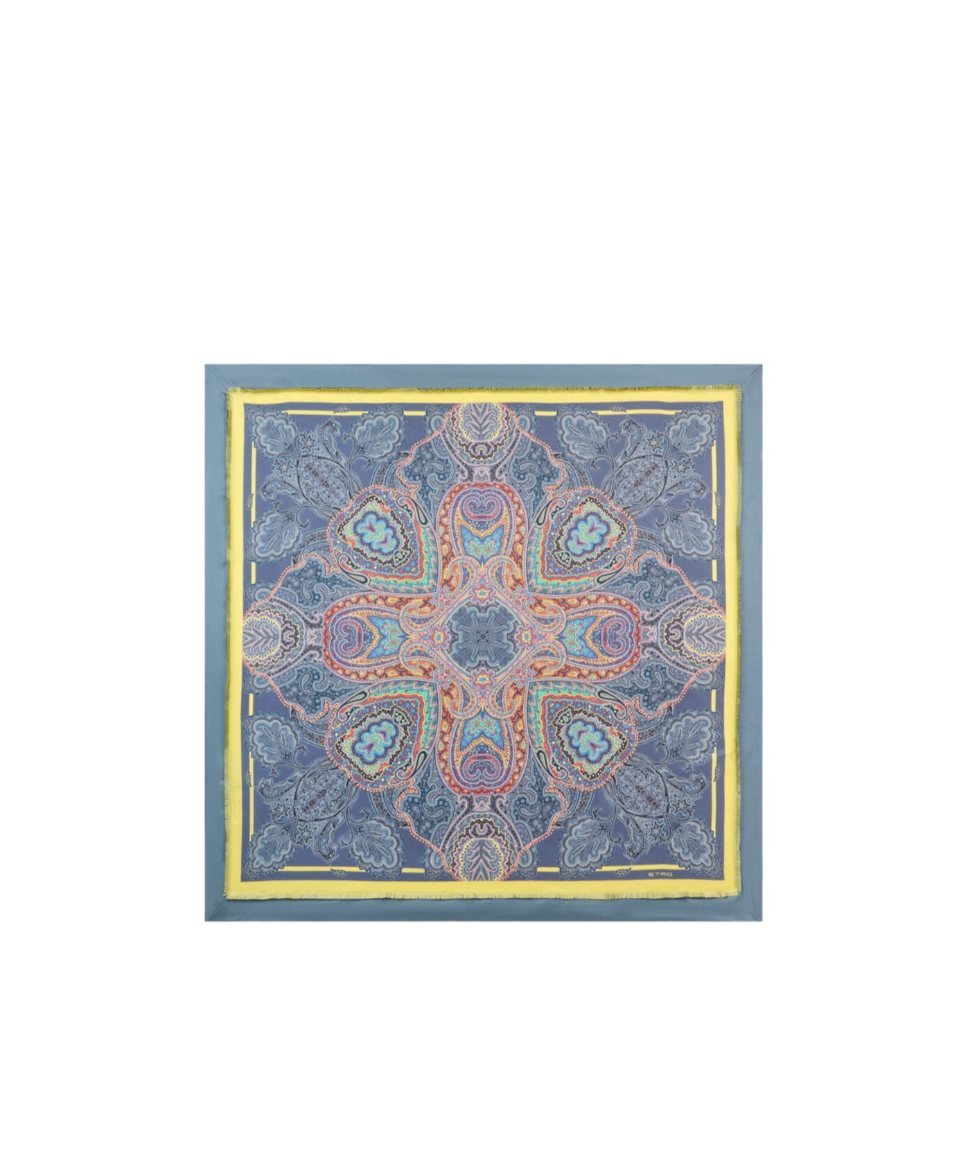 Etro Paisley Foliage Silk Scarf In Gray