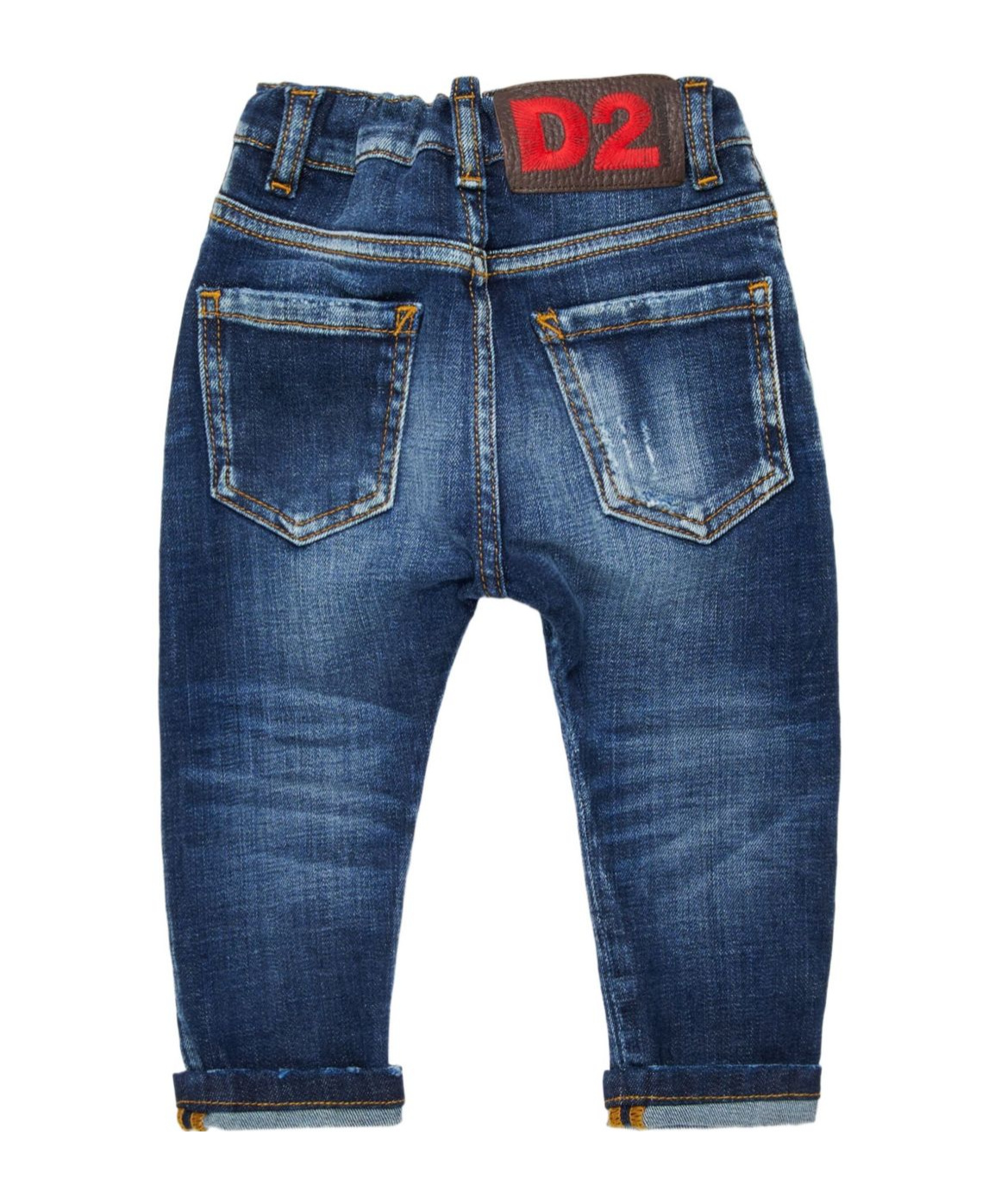 Dsquared2 Kids Logo Patch Shaded Slim Fit Jeans In Blue