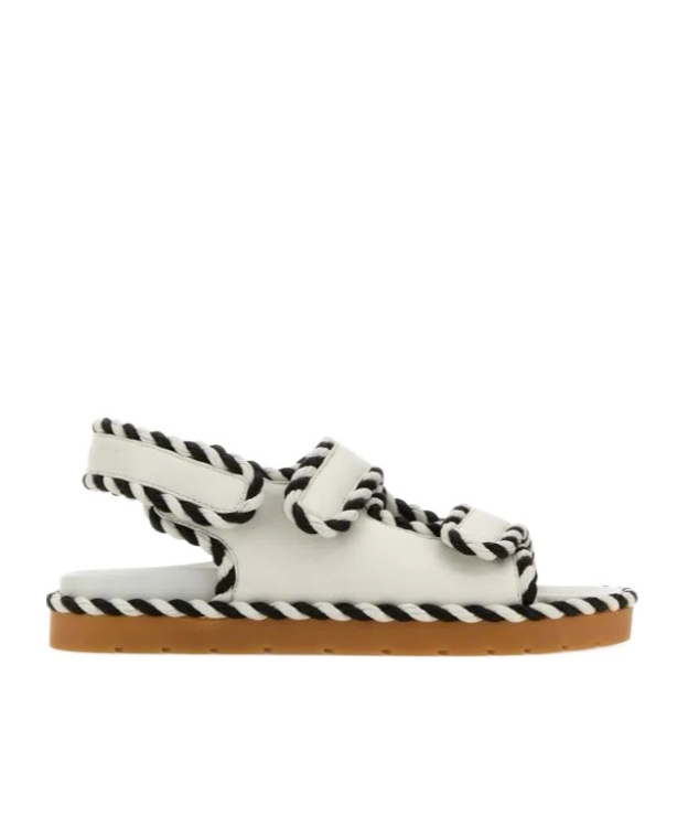 Bottega Veneta Two-tone Nappa Leather Jack Sandals In White