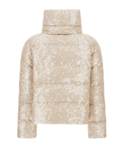Herno Cape In Shimmering Lace Layer In Nude