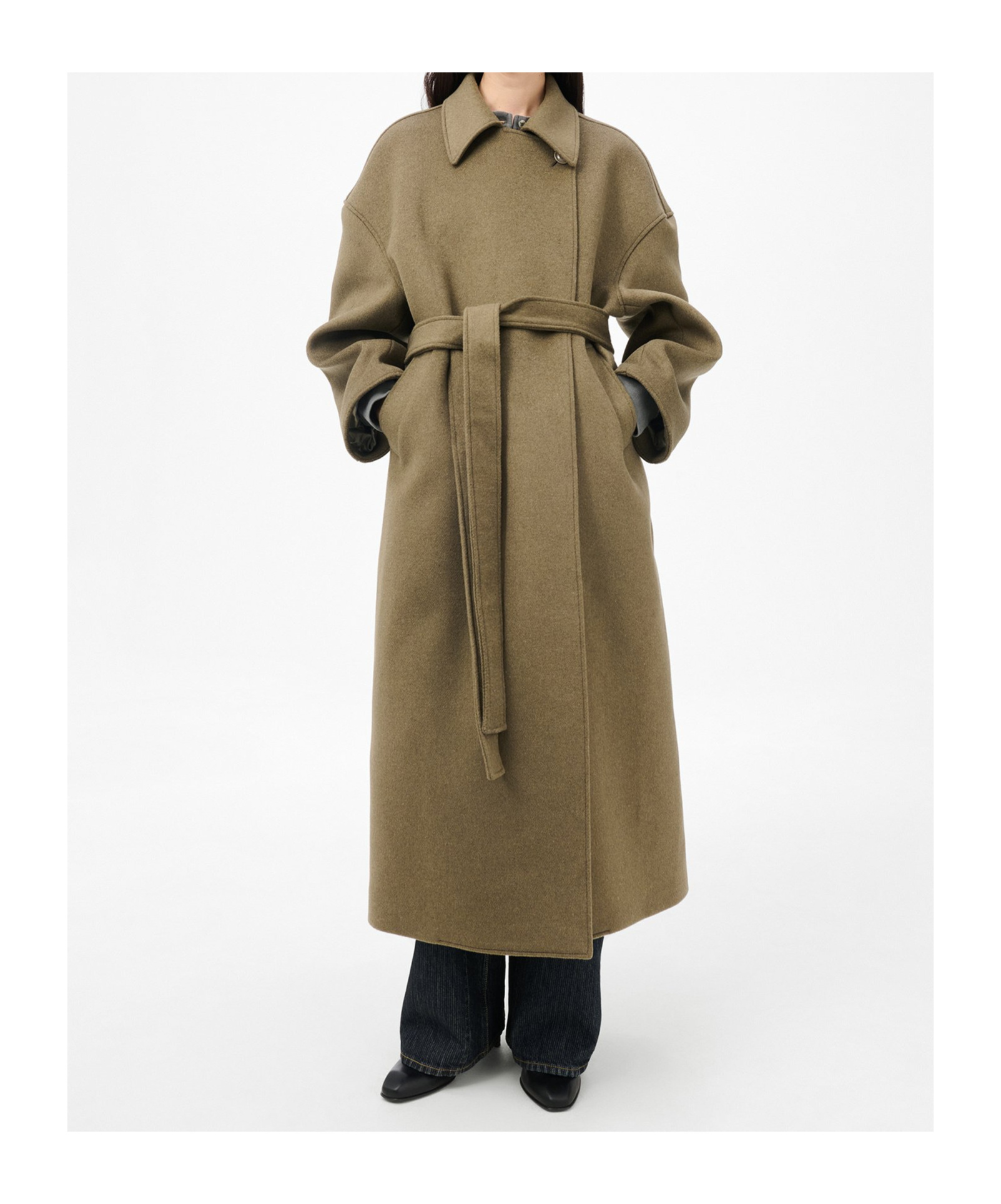 Our Legacy Court Belted Wool-blend Trench Coat In Green