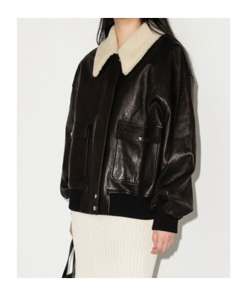 Khaite Lapel Leather Jacket In Black