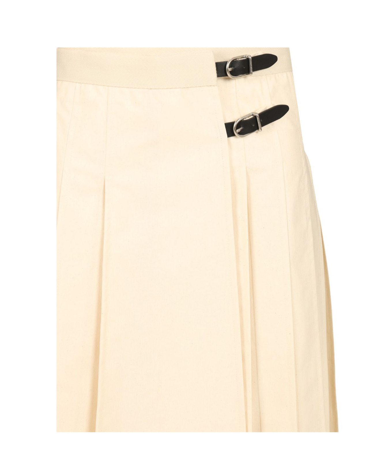 Durazzi Milano Pleated Midi Skirt In Nude