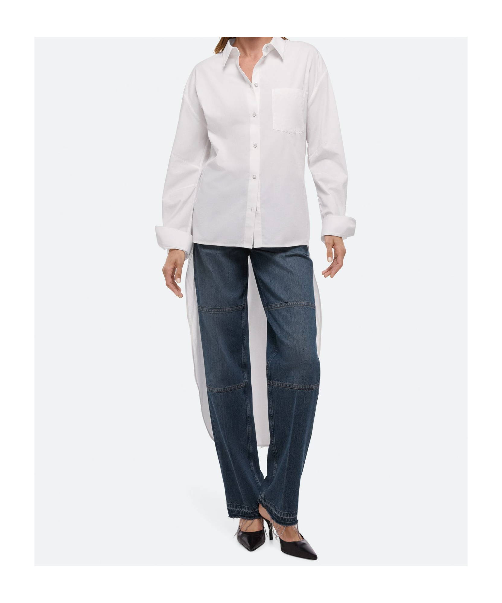 Helmut Lang Women's Apex Asymmetric Cotton-poplin Shirt In White