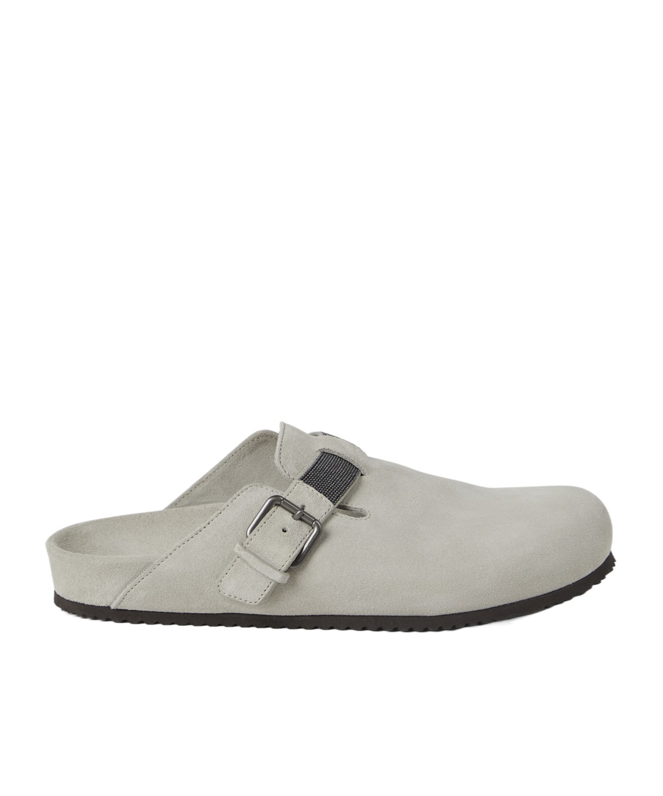 Brunello Cucinelli Monili-detail Suede Slippers In Light Gray