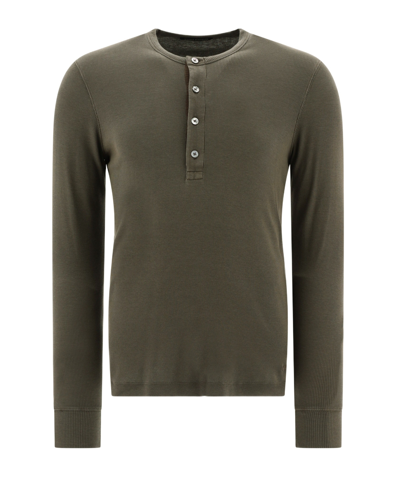 Shop Tom Ford Fine-ribbed Long-sleeve Polo Shirt In Green