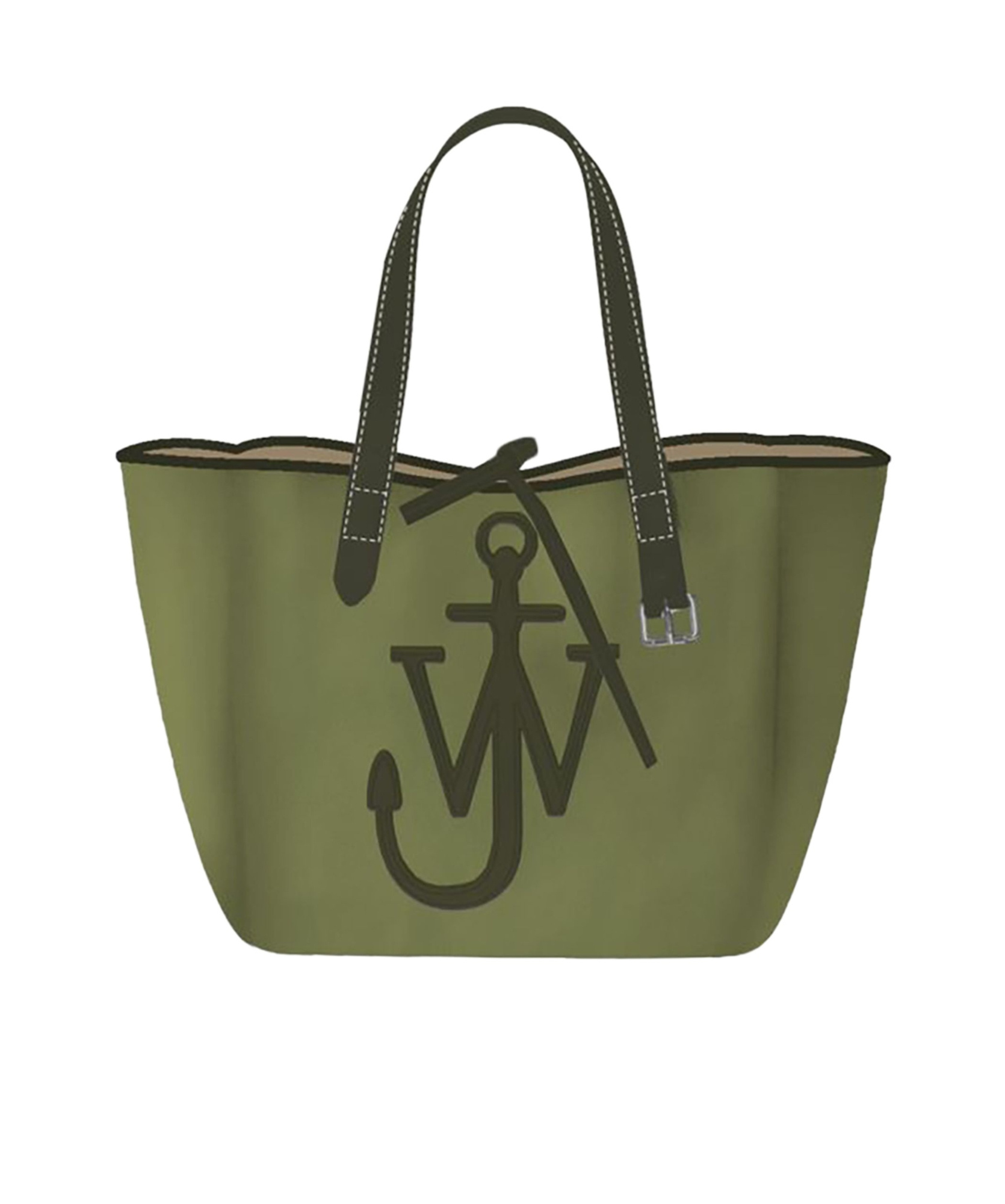 Jw Anderson Belt Tote Bag - Double Canvas Shoulder Bag In Green