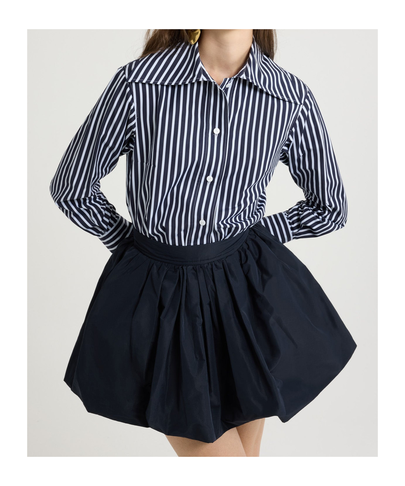 Patou Tailored Shirt In Printed Organic Cotton Poplin In Black