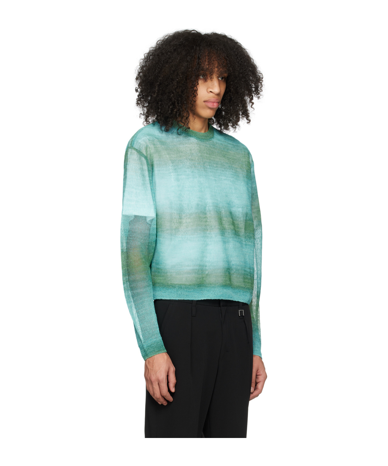 Wooyoungmi Blue & Green Gradient Stripe Sweater In Green