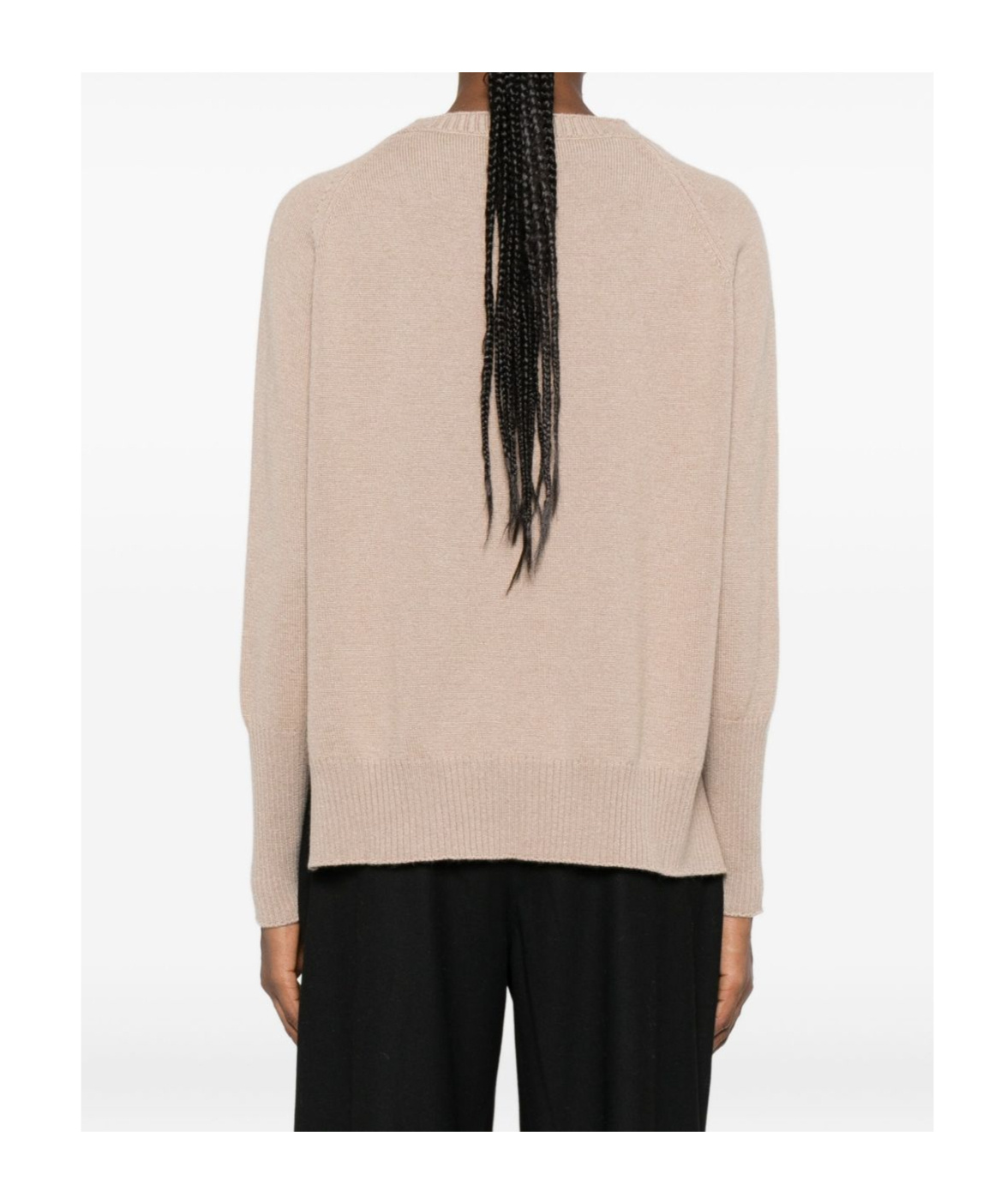 Baserange Ribbed Crew Neck Sweater In Brown
