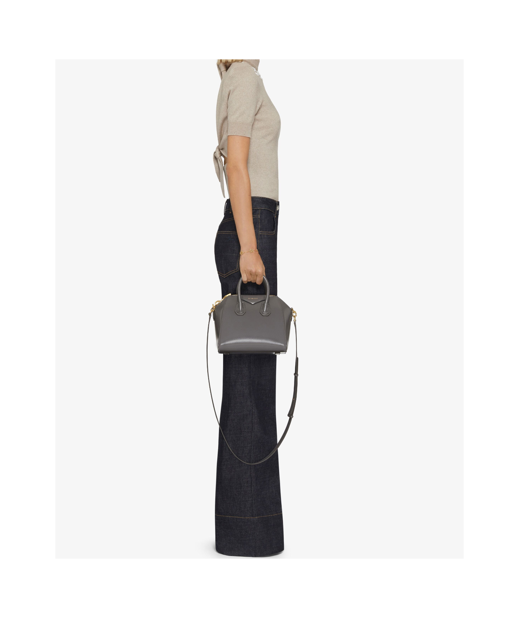 Givenchy Mini Antigona Shoulder Bag In Gray