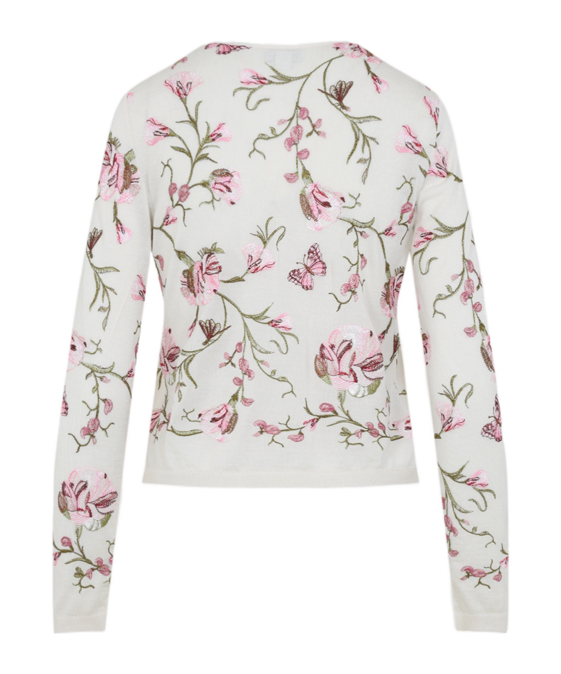 Giambattista Valli Floral-embroidered Cashmere Cardigan In White