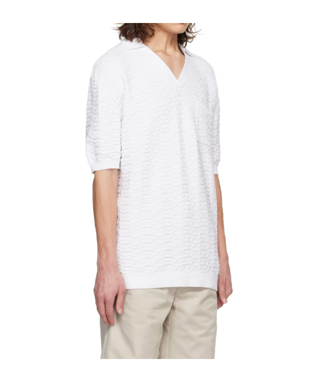 Hugo Boss Hugo Spato Cotton Jacquard Sweater Polo In White