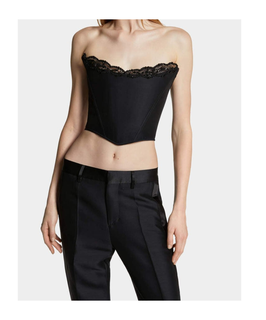 Dsquared2 "parisian Corset" Strapless Top In Black