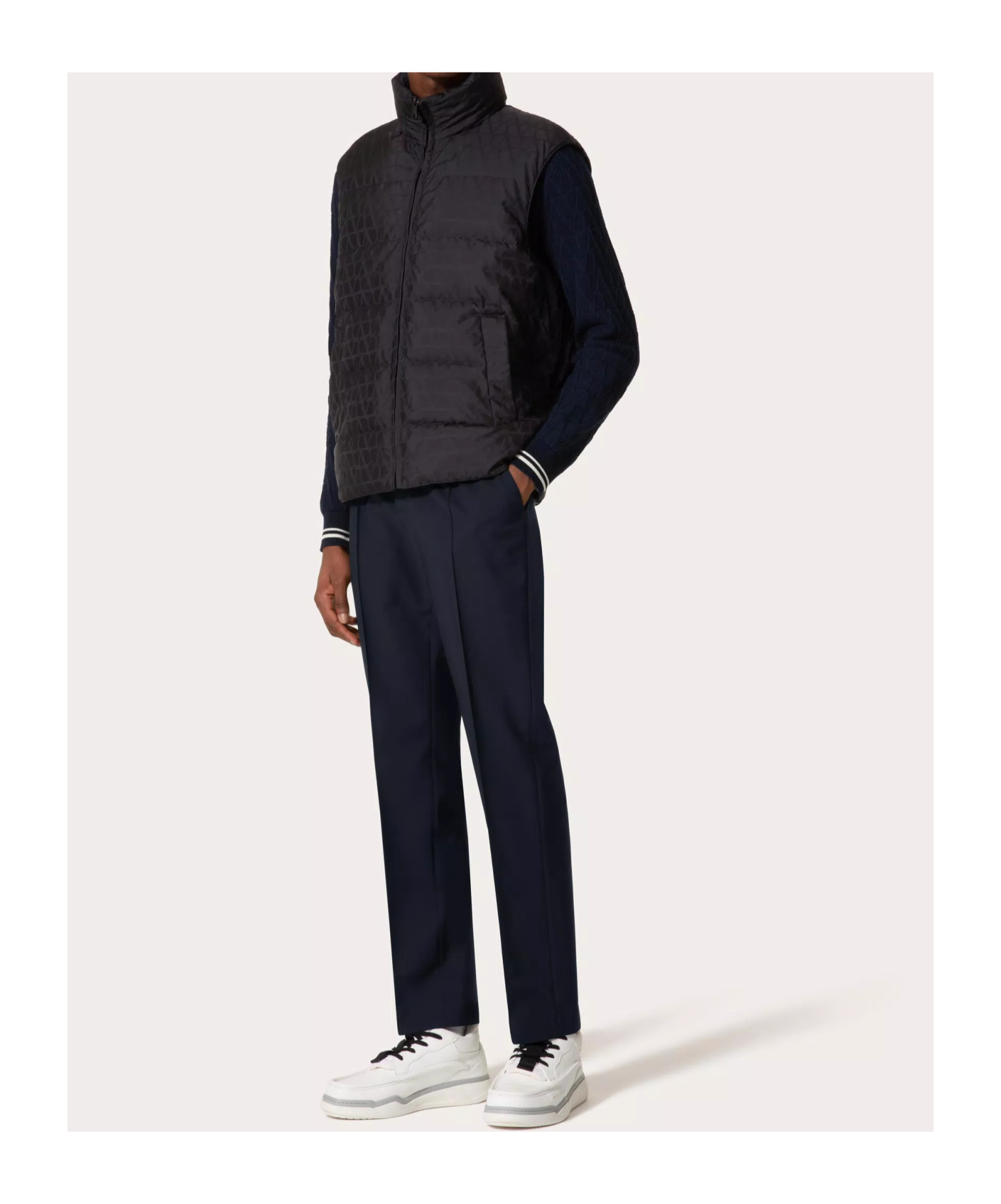 Valentino Iconographe High Neck Padded Quilted Vest In Black