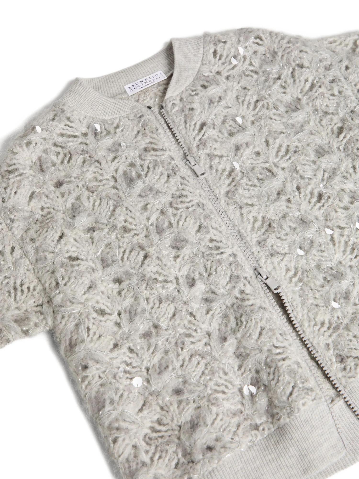 Brunello Cucinelli Dazzling Sequin-embellished Cardigan In Gray