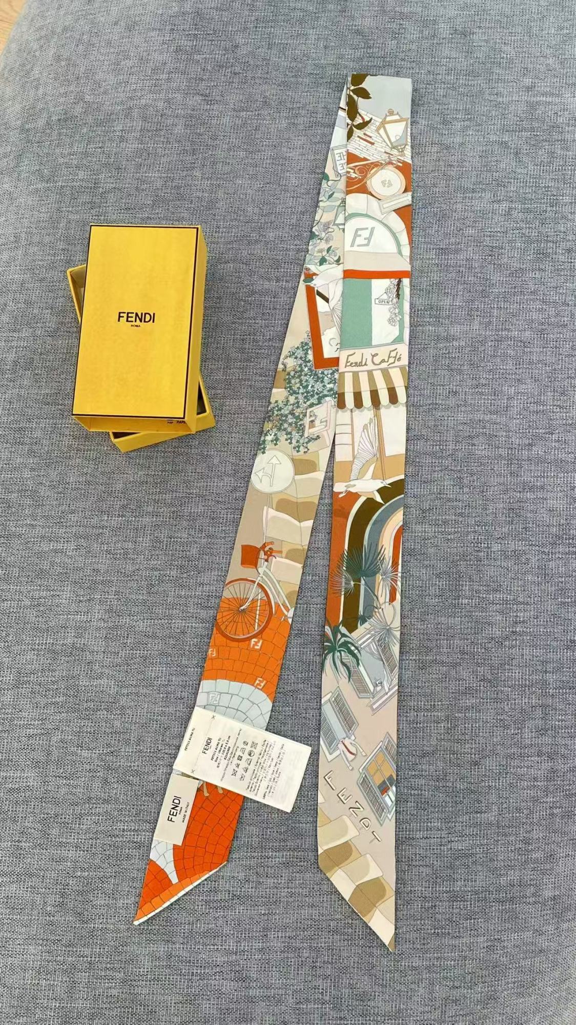 Fendi Printed Silk Scarf In Multicolor