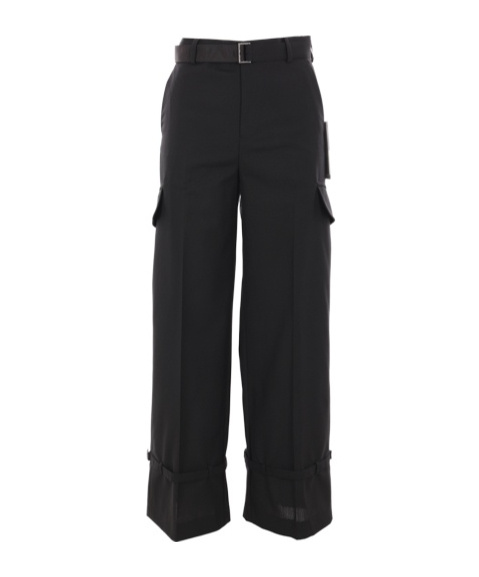 Sacai Straight-leg Belted Cargo Pants In Black