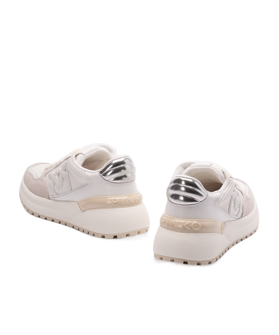 Shop Pinko Gem Lace-up Sneakers In Nude