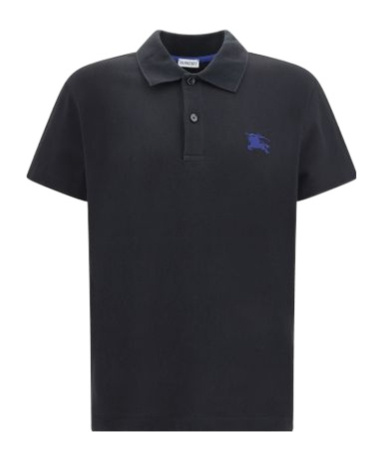 Burberry Organic Cotton Ekd Polo Shirt In Black