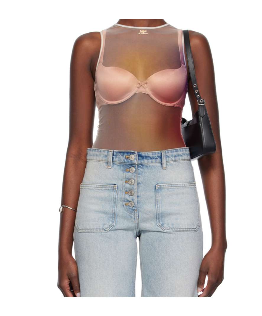 Shop Courrèges Aura Tulle Bodysuit