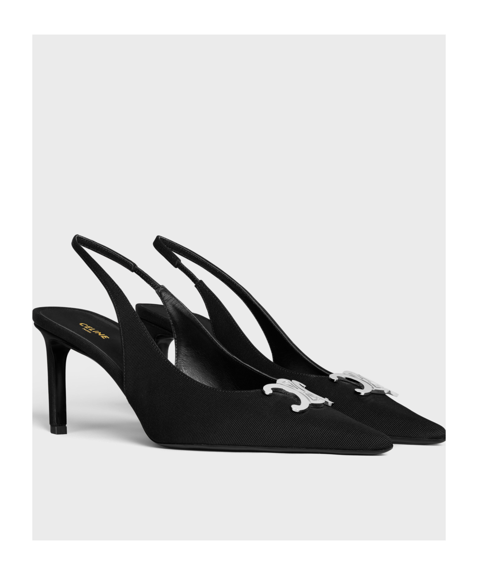Celine Alma Triomphe Slingback In Glossy Calfskin In Black
