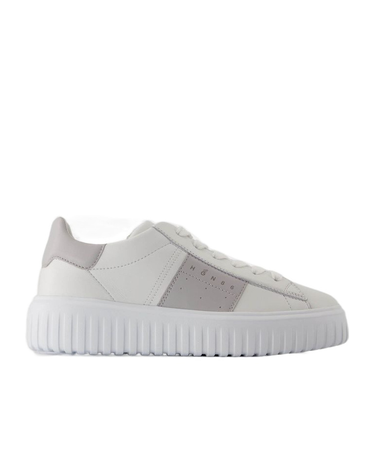 Hogan H-stripes Leather Sneakers In White