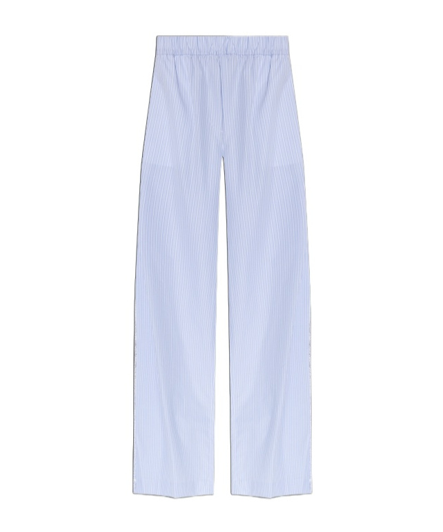 Loveshackfancy Striped-pattern Lace-trimmed Trousers In Burgundy