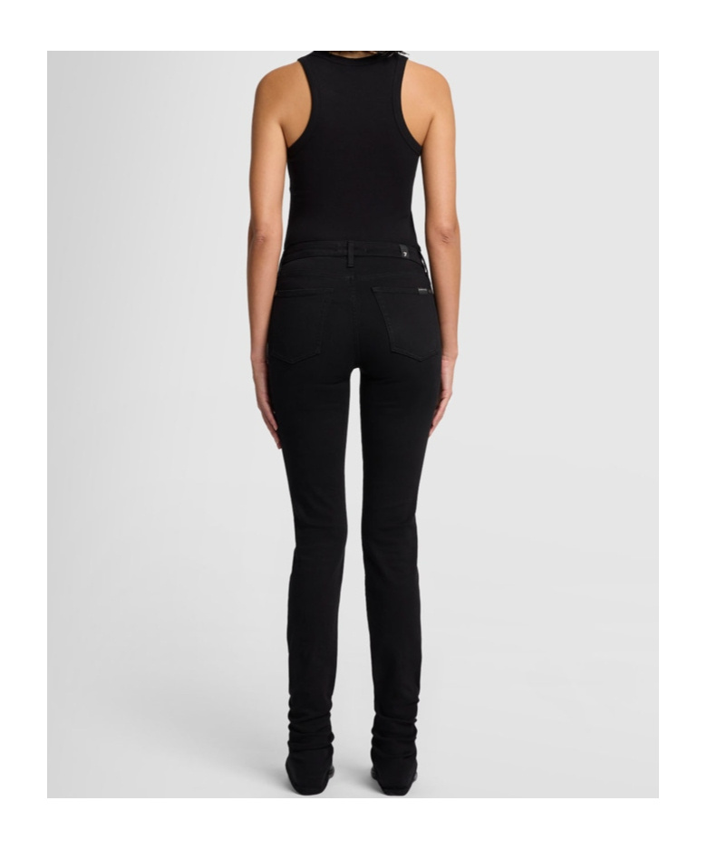 7 For All Mankind Mid-waist Skinny Jeans In Black