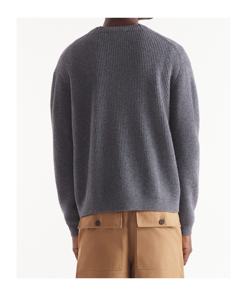 Shop Maison Kitsuné Bold Fox Head Patch Knitted Cardigan In Gray