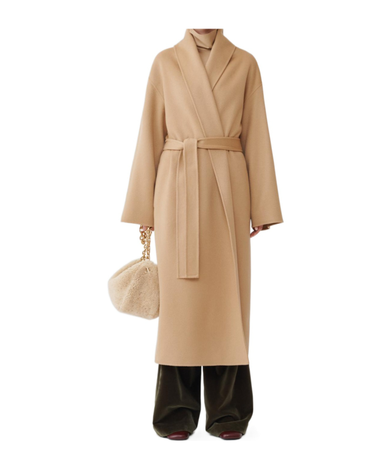 Shop Fabiana Filippi Waist-strap Coat In Nude