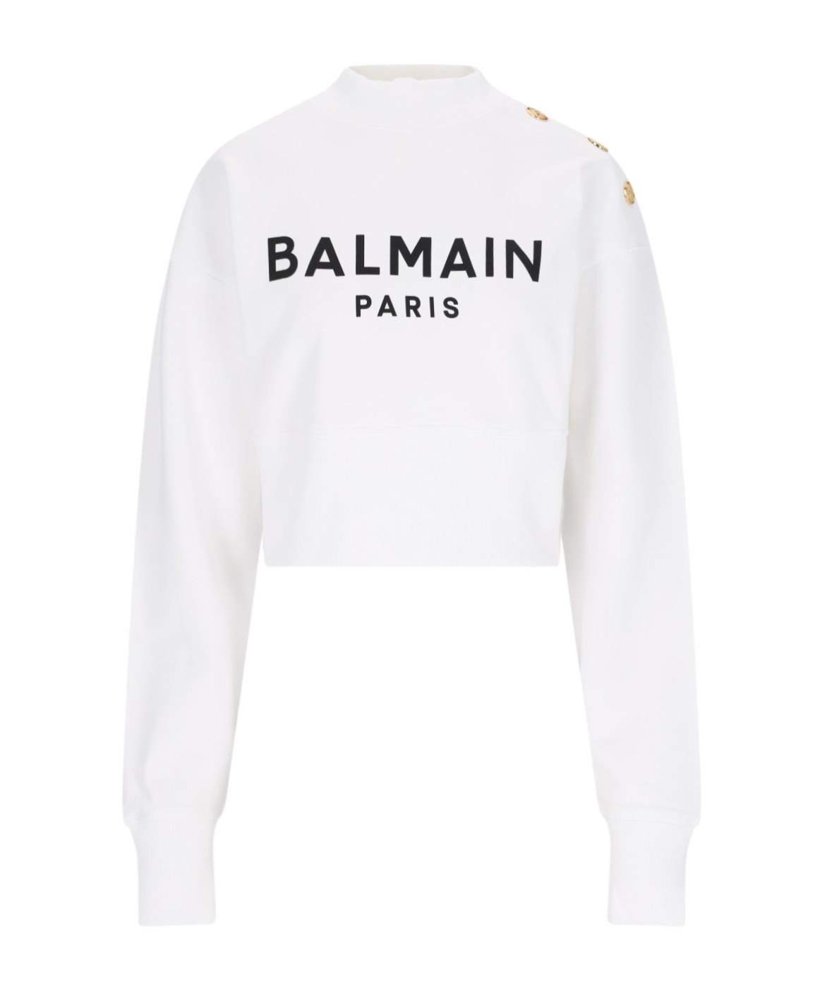 Balmain Women Logo Organic Cotton Cropped Sweatshirt In White