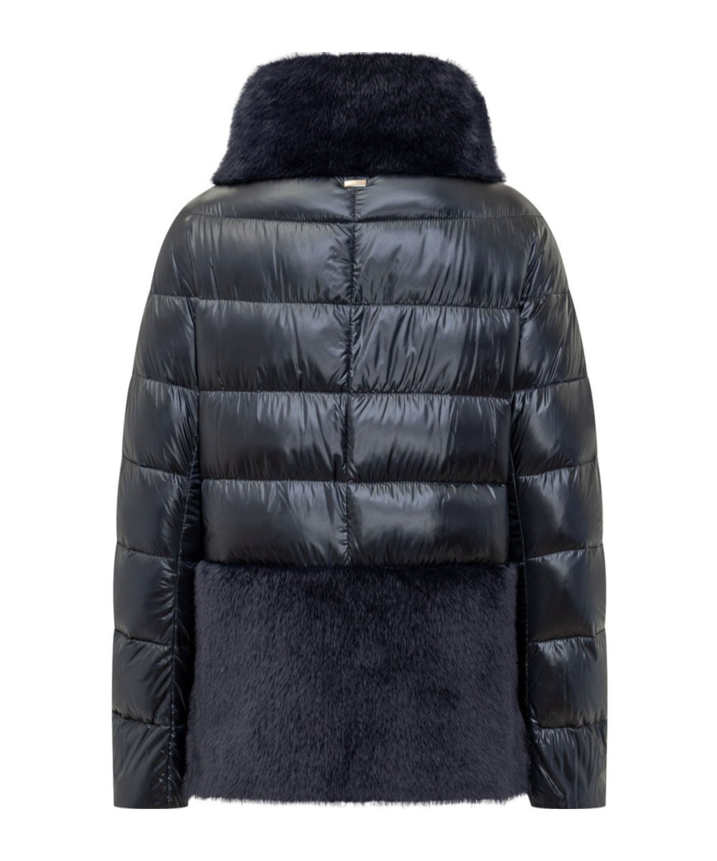 Herno Ultralight Nylon And Lady Alternative Fur Cape Clothing In Black