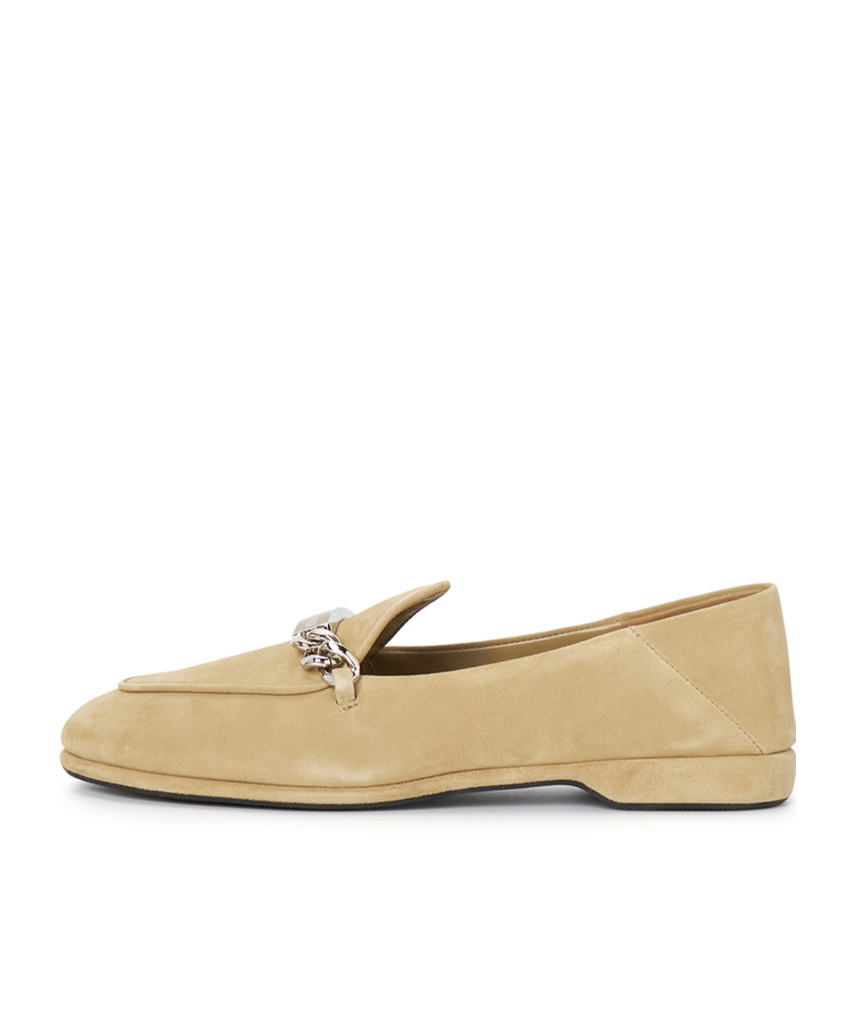 Miu Miu Round Head Loafer Shoes In Nude