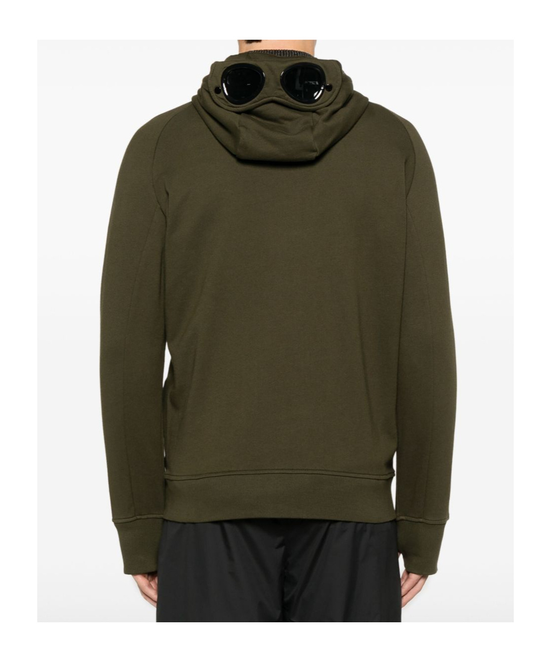 C.p. Company Goggles-detail Zip-up Hoodie In Green