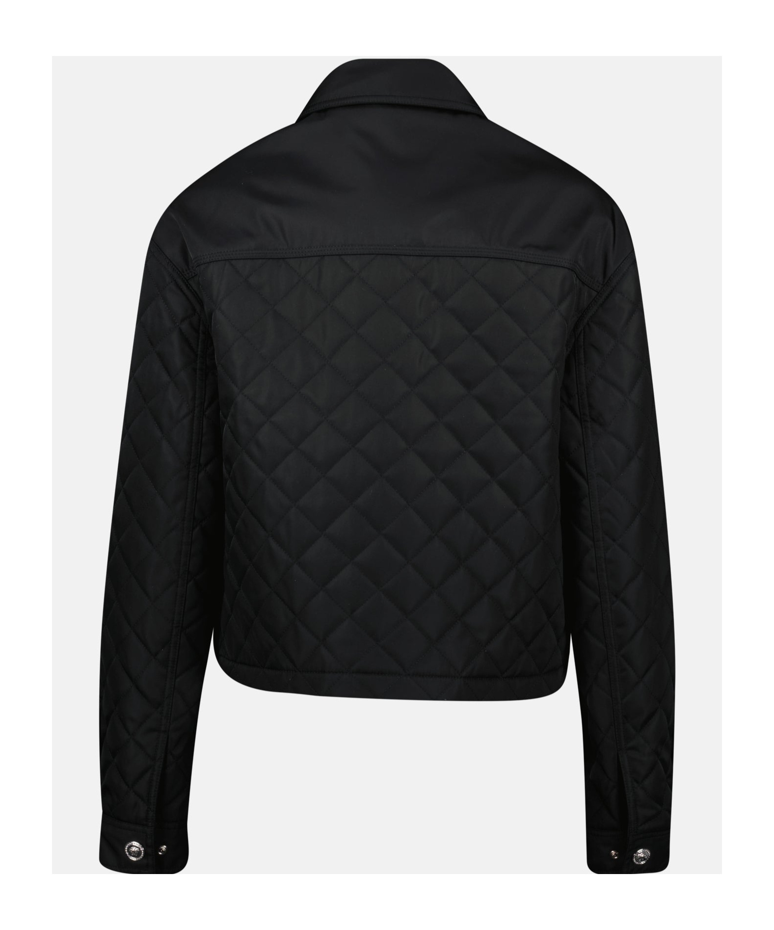 Versace Quilted Puffer Jacket In Black