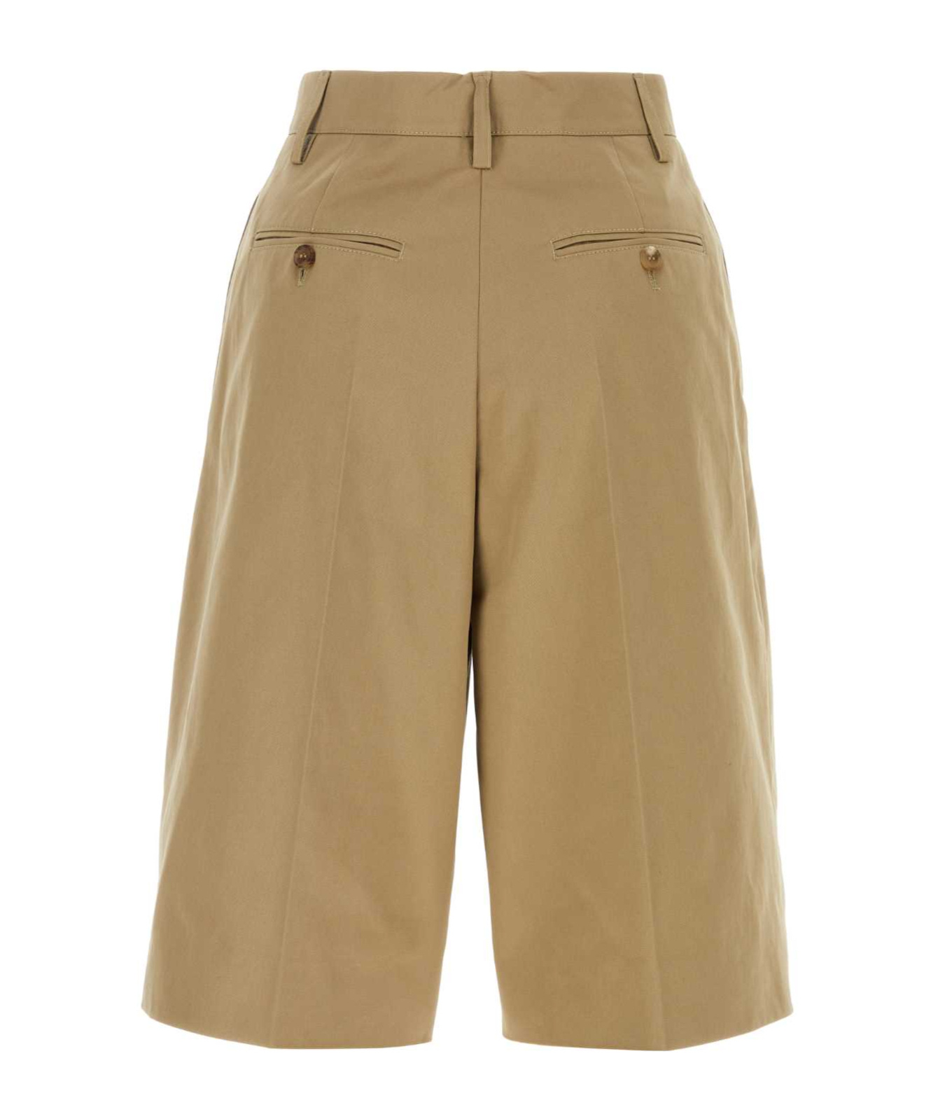 Prada Cotton Bermuda Shorts Front Pleats In Khaki