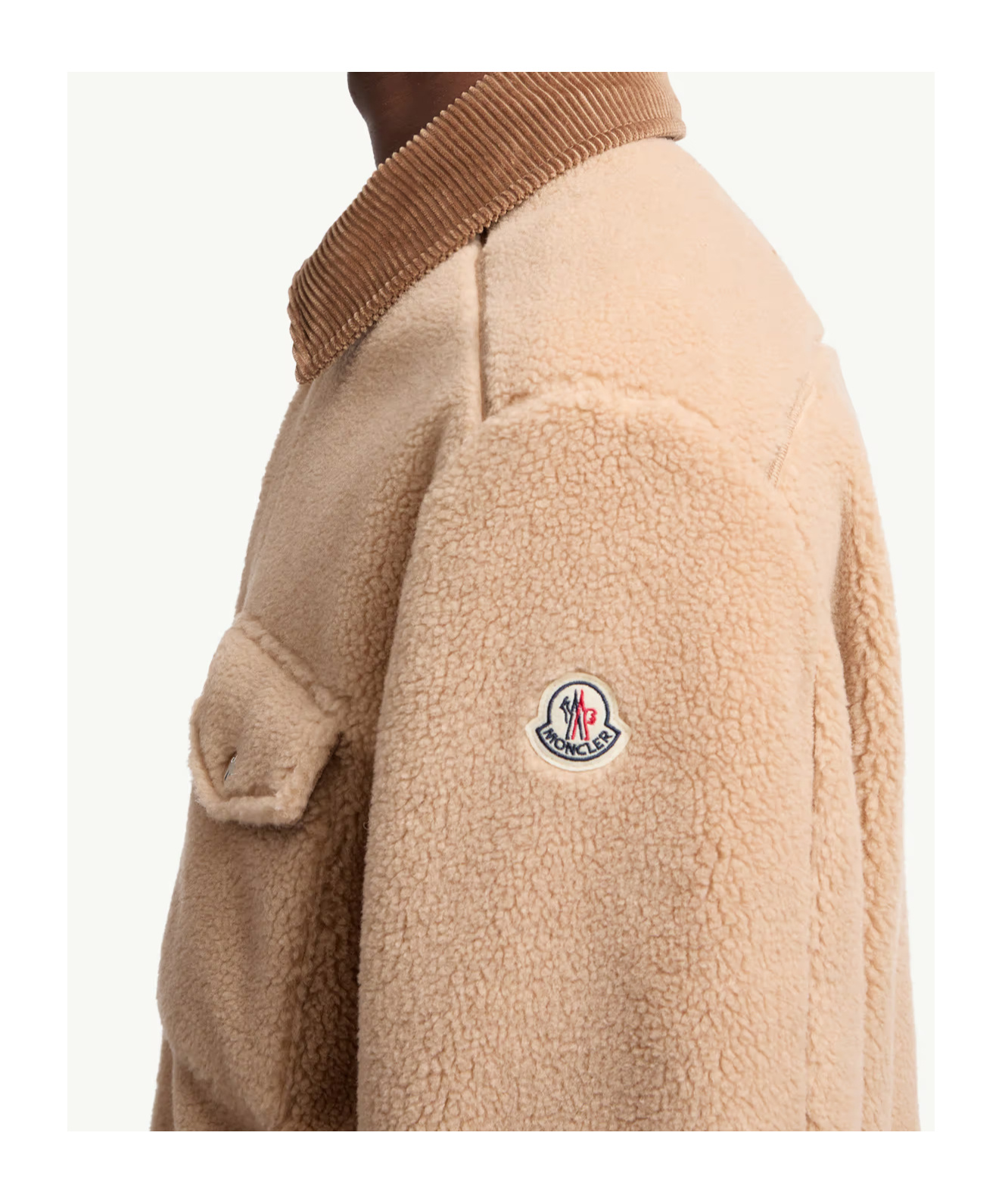 Moncler Teddy Corduroy-trimmed Shirt Jacket In Brown