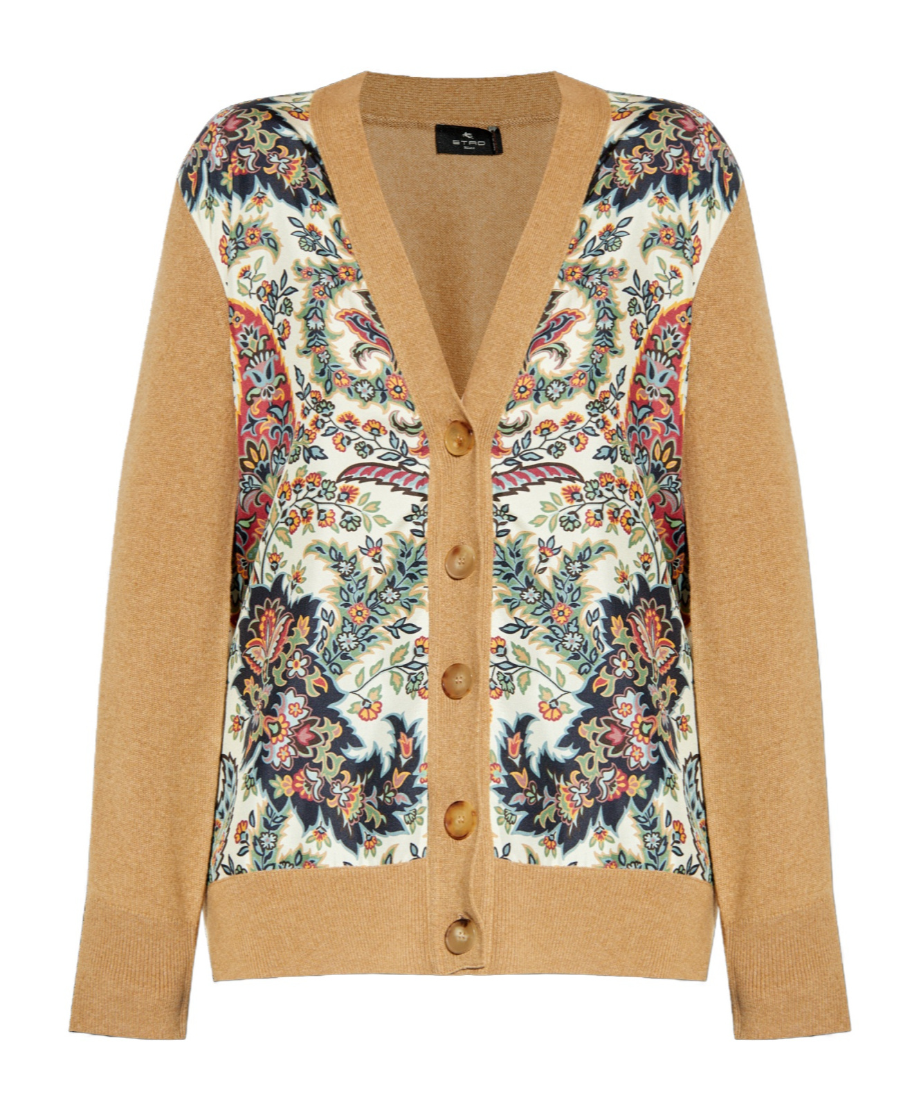 Etro Floral-print Panelled Cardigan In Nude