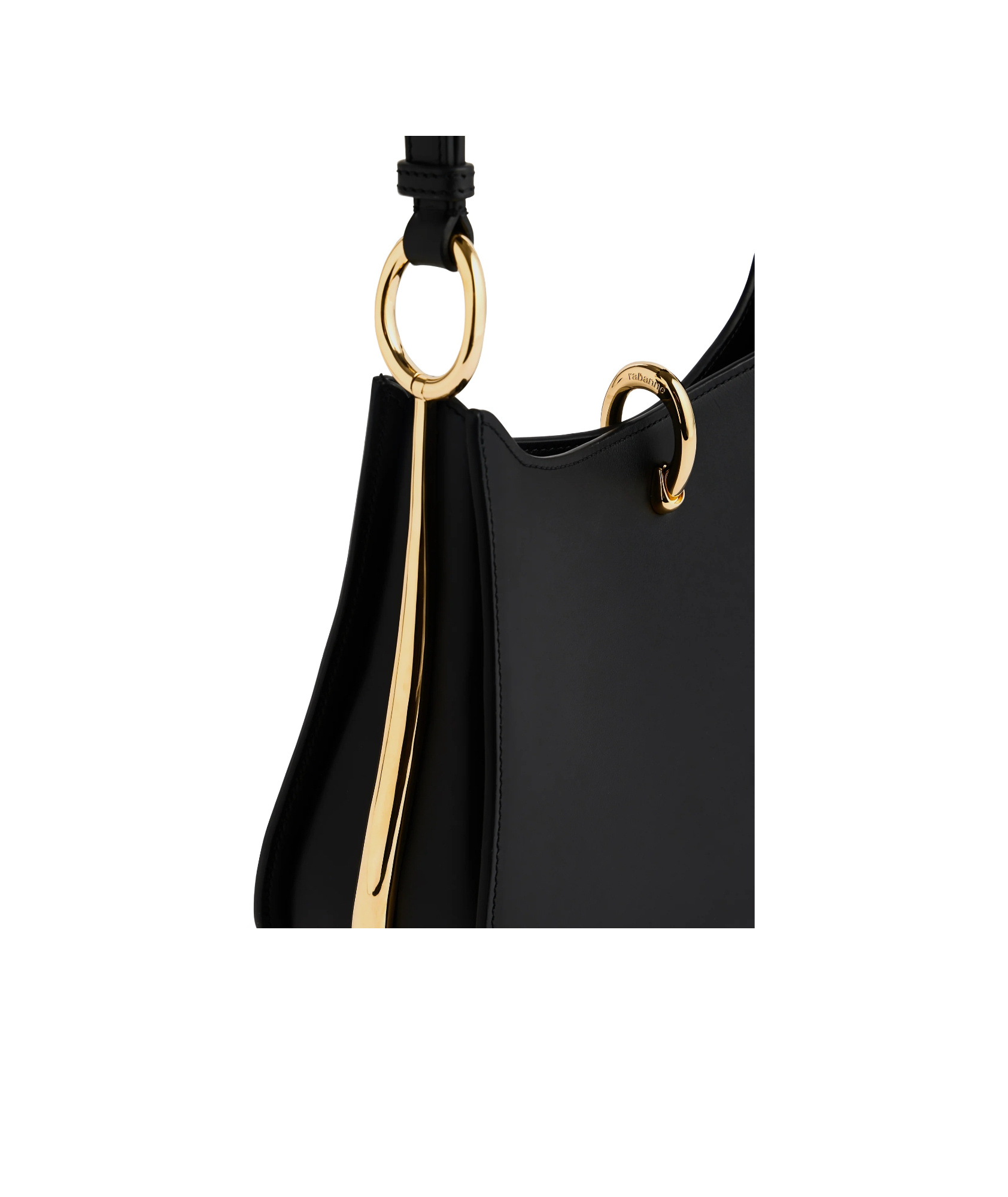 Rabanne Medium Ring Leather Shoulder Bag In Black