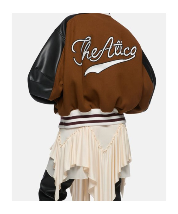 Attico College Bomber Jacket In Brown