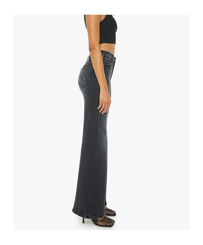 Mother Hustler Roller Sneak Denim In Black In Black