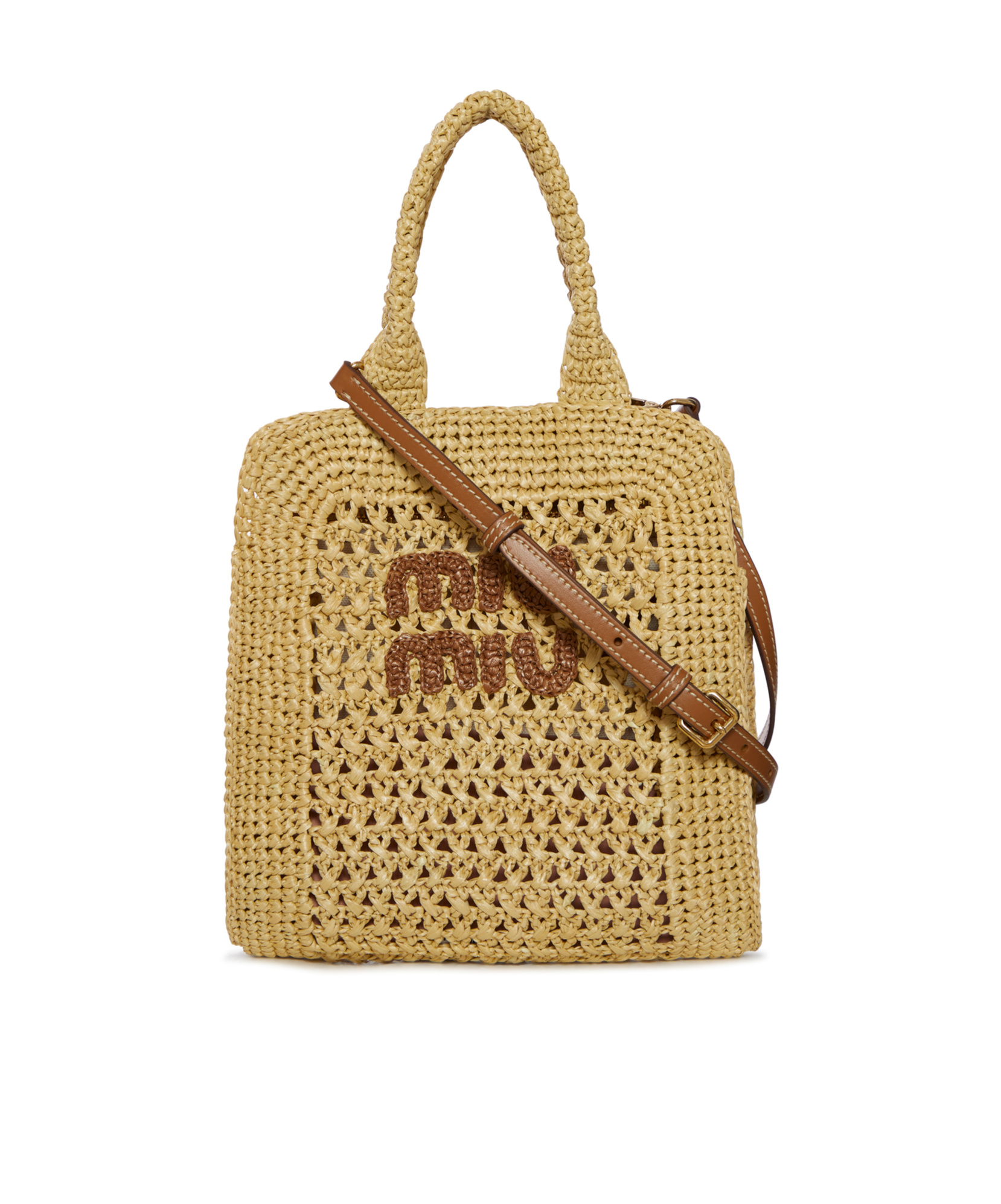 Miu Miu Rectangular Shoulder Bag In Nude