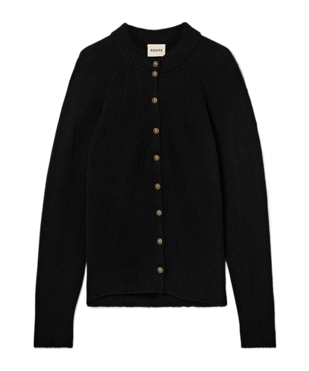 Khaite Brieta Merino Wool Blend Cardigan In Black