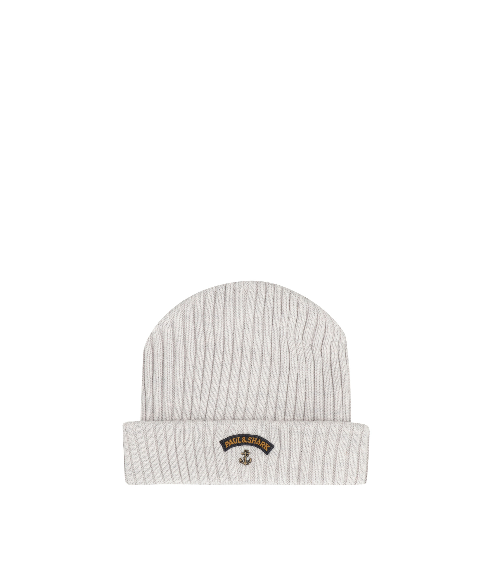Paul & Shark Ribbed Wool Beanie In Grey
