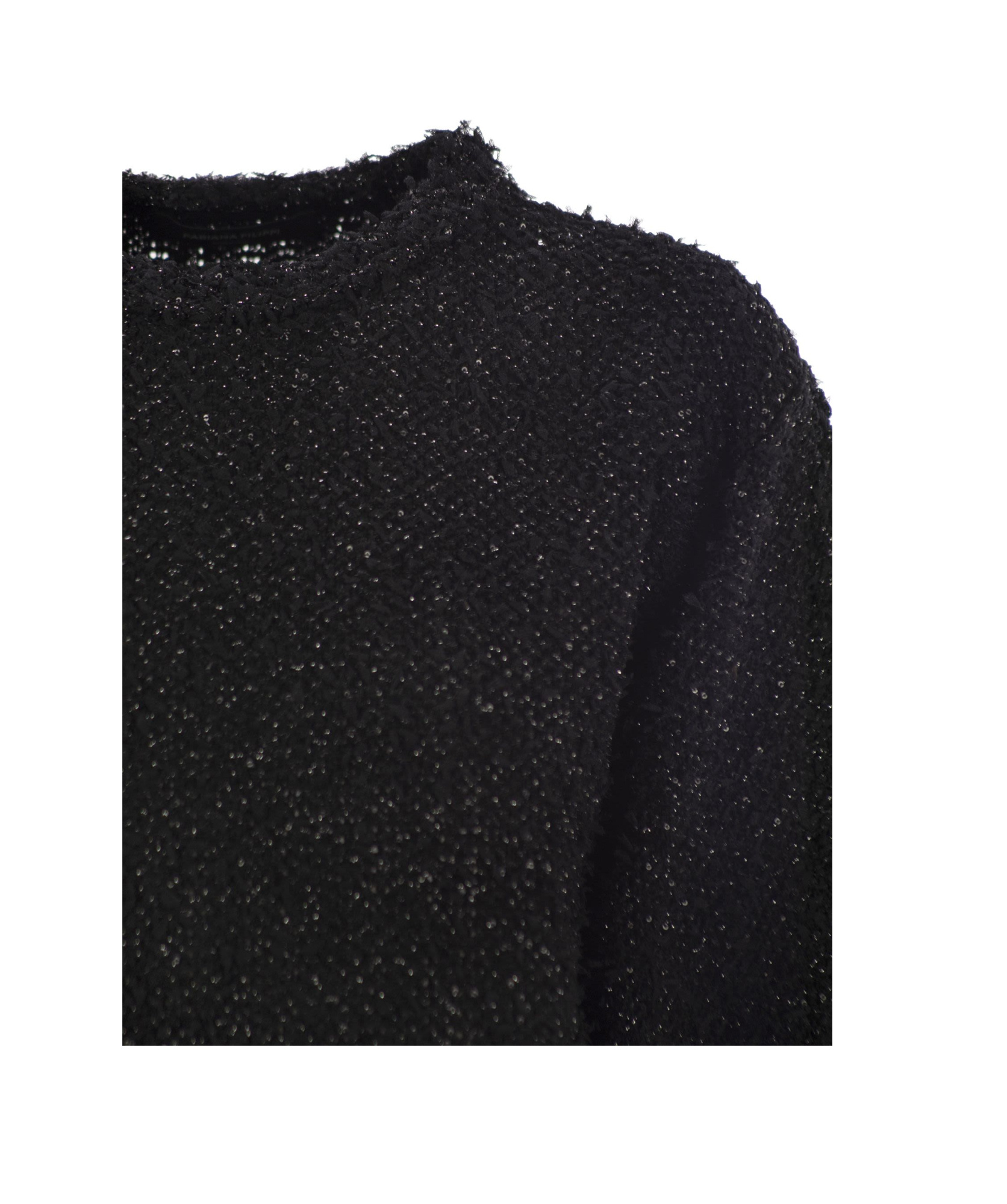 Shop Fabiana Filippi Tweed T-shirt In Black
