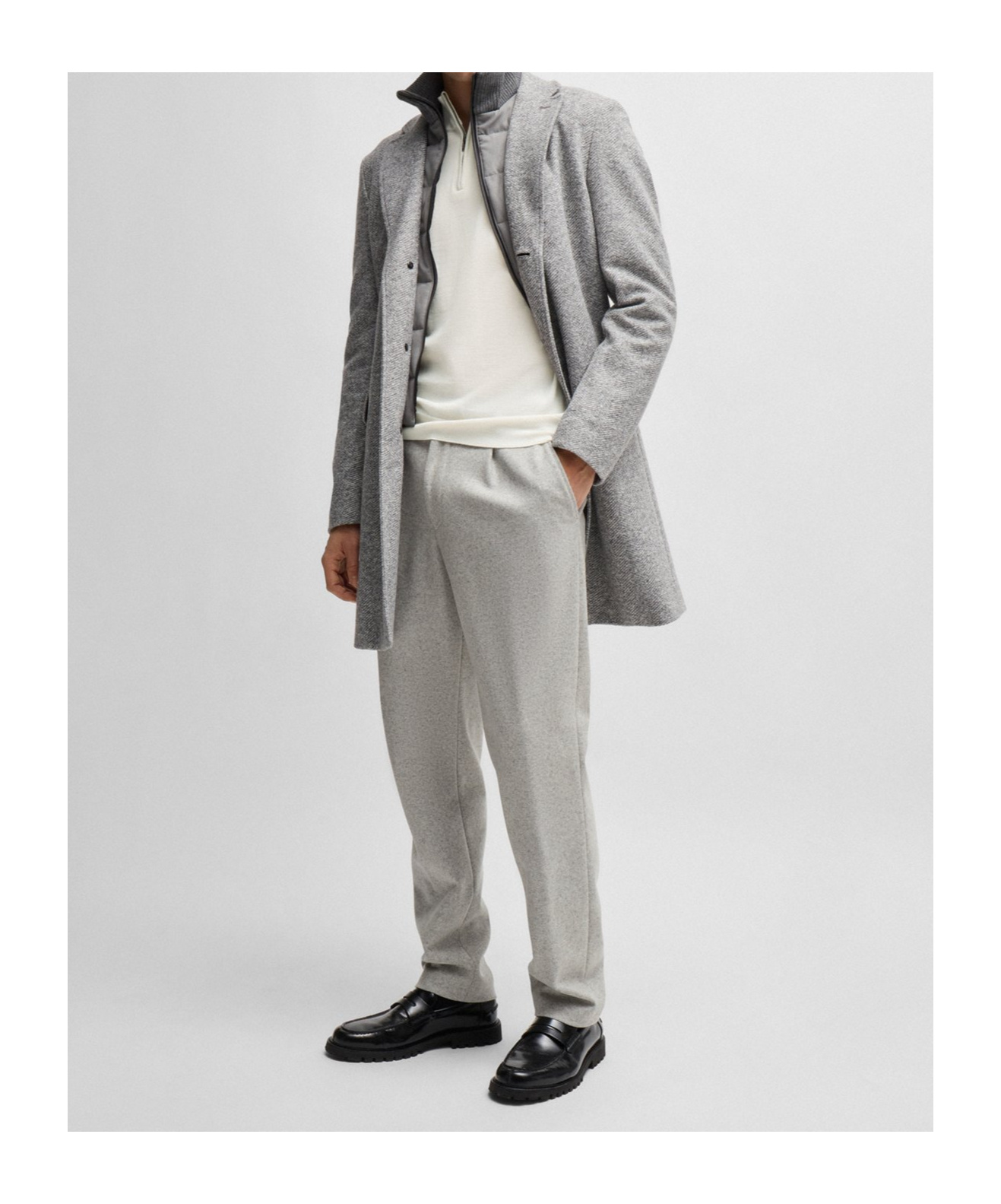 HUGO BOSS ZIP-NECK SWEATER IN VIRGIN WOOL
